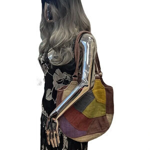 Earth Divas Vintage Patchwork Shoulder Bag Multicolor‎ Canvas Retro Boho Hippie